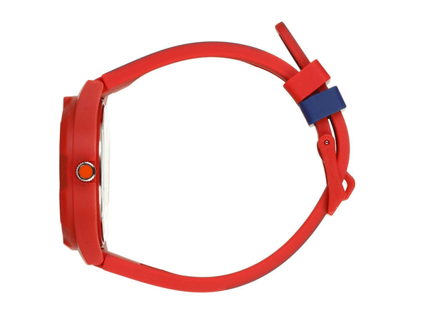 Red Navy Rubber Repp Stripe with Solid Navy Face