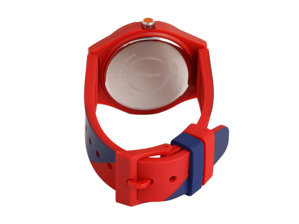 Red Navy Rubber Repp Stripe with Solid Navy Face