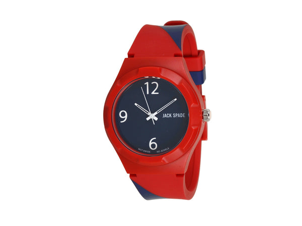 Red Navy Rubber Repp Stripe with Solid Navy Face